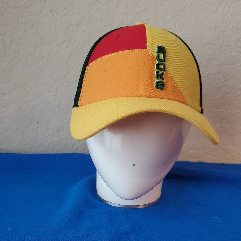 Milwaukee Bucks New Era 39THIRTY City Edition Hat S/M Yellow Orange Stretch Cap
